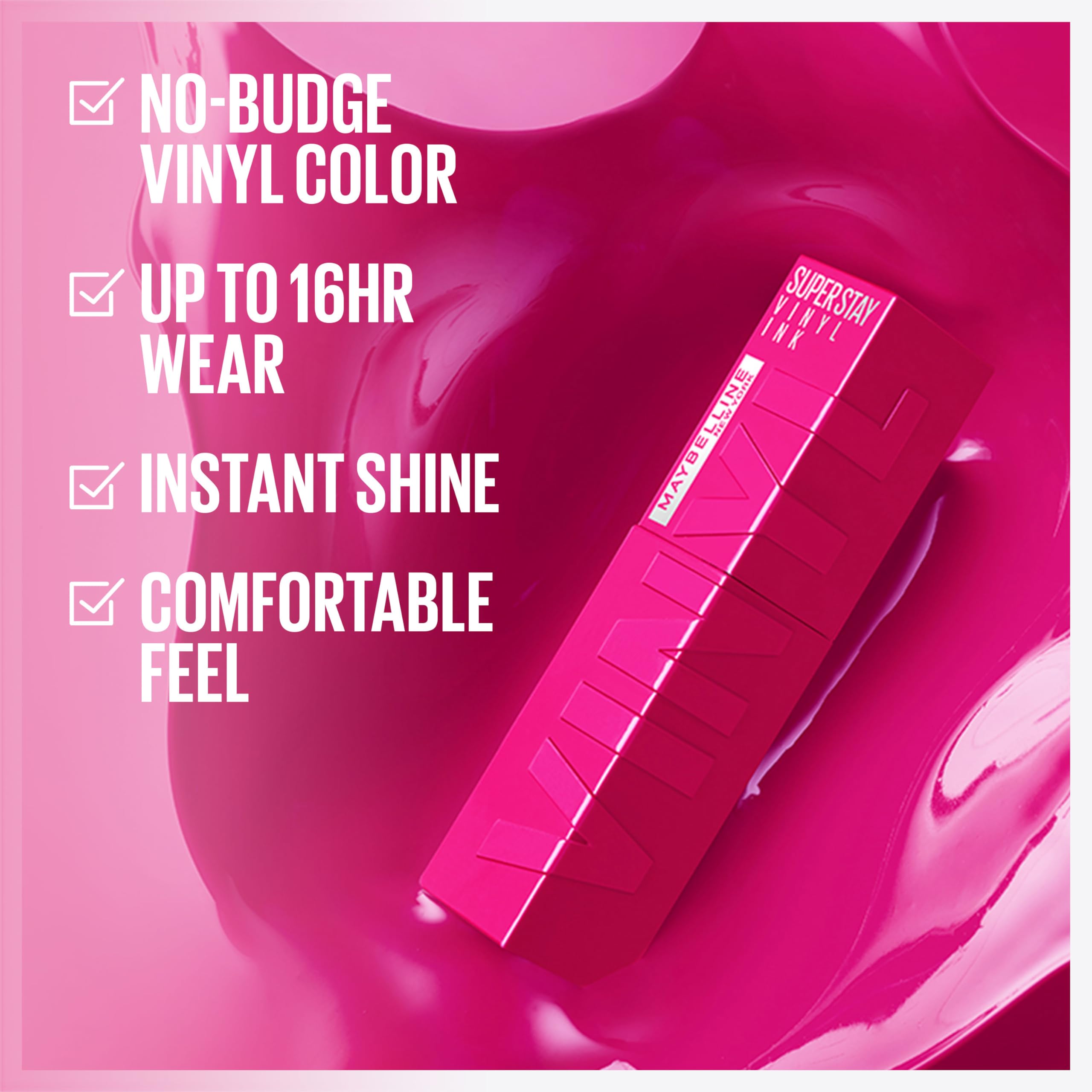 MAYBELLINE Super Stay Vinyl Ink Longwear No-Budge Liquid Lipcolor Make Up, Highly Pigmented Color and Instant Shine, Sultry, 1 Count MAYBELLINE