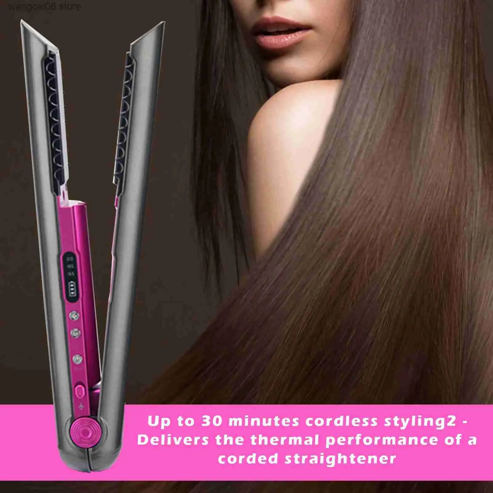 Flat Iron Mini 2 IN 1 Roller USB 4800mah Wireless Hair Straightener with Charging Base Portable Cordless Curler Dry and Wet 2 Uses Beaut Fate