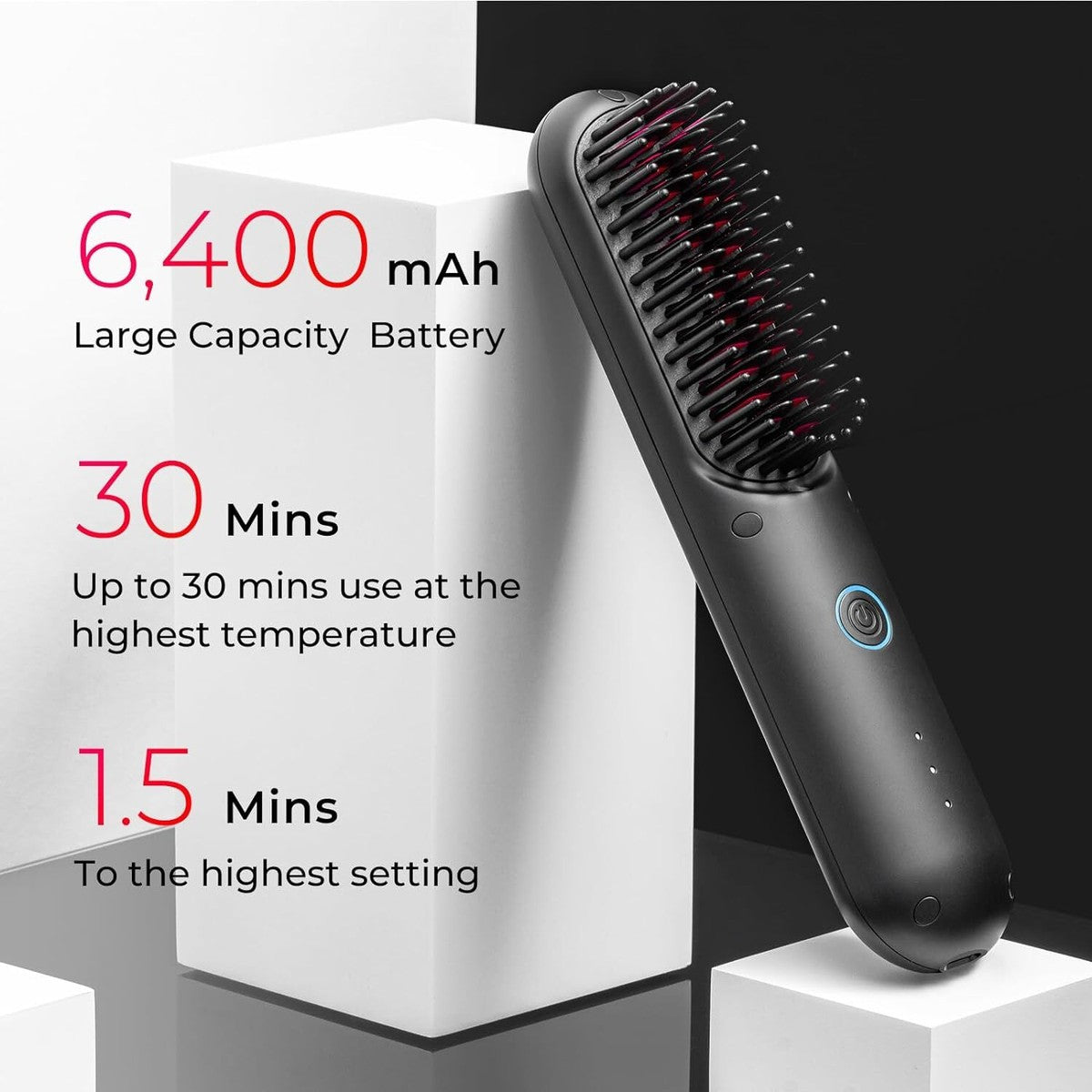 Cordless Hair Straightener Brush - Porta PRO Portable Straightening Brush for Travel, Mini lonic Hot Comb
Straightener for Women, Lightweight on-The-go, Cordless & Fast Charger Dual Power, Black Beaut Fate