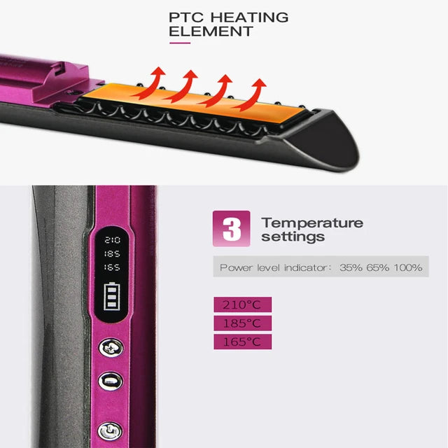 Flat Iron Mini 2 IN 1 Roller USB 4800mah Wireless Hair Straightener with Charging Base Portable Cordless Curler Dry and Wet 2 Uses Beaut Fate