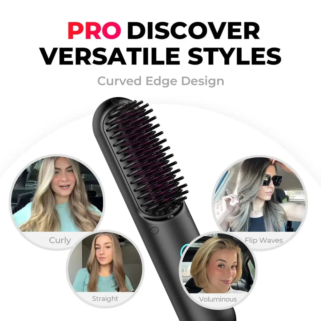 Cordless Hair Straightener Brush - Porta PRO Portable Straightening Brush for Travel, Mini lonic Hot Comb
Straightener for Women, Lightweight on-The-go, Cordless & Fast Charger Dual Power, Black Beaut Fate