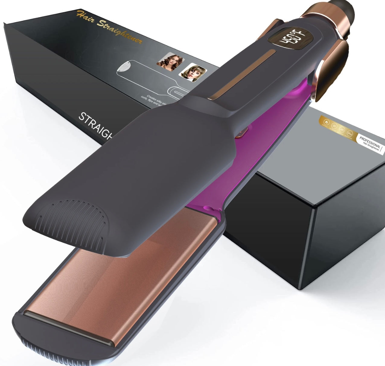 Titanium Flat Iron Hair Straightener for Black Hair, Hair Straightener for Thick Hair, 100% Pure Titanium Flat Iron for One Pass to Achieve a Sleek Look - 2 inches Beaut Fate