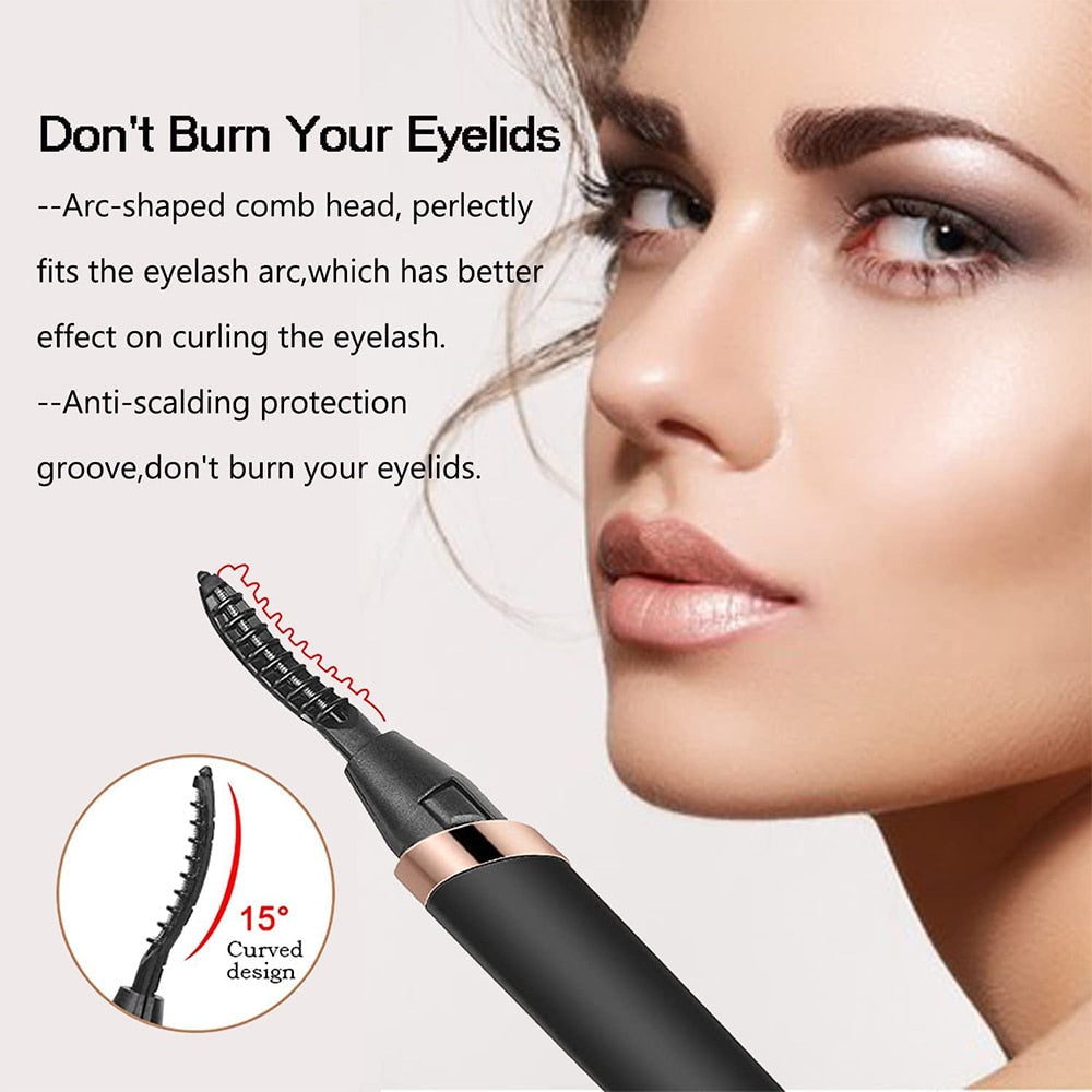 Heated Eyelash Curlers - Fast Heat up Within 10s - 24 Hours Long Lasting - Rechargeable Electric Eyelash Curler with Type-C, with 4 Heating Modes Anti-Burn Mini Lash Curler with LED Display-White Beaut Fate