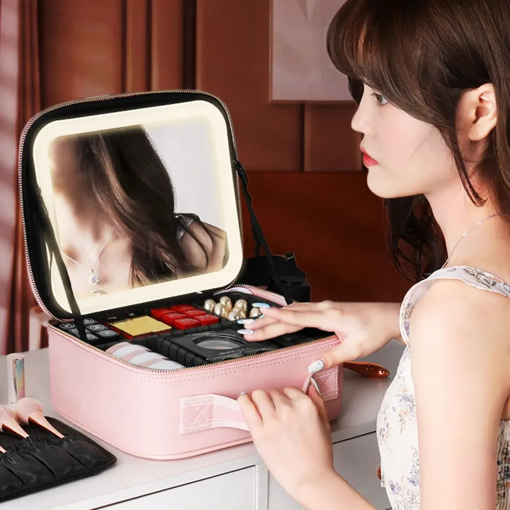 Smart LED Cosmetic Case with Mirror Beaut Fate