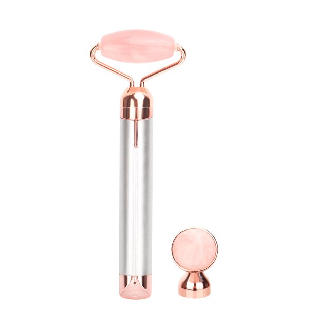 Electric Vibrating Jade Roller Bar Natural Rose Quartz Face Lifting Real Genuine Jade Stone Facial Roller Beauty Massage Tools Beaut Fate
