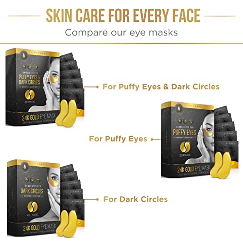 DERMORA 24K Gold Eye Mask– 50 Pairs Eye Gels - Puffy Eyes and Dark Circles Treatments – Look Less Tired and Reduce Wrinkles and Fine Lines Undereye, Revitalize and Refresh Your Skin. DERMORA
