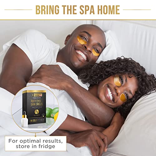 DERMORA 24K Gold Eye Mask– 50 Pairs Eye Gels - Puffy Eyes and Dark Circles Treatments – Look Less Tired and Reduce Wrinkles and Fine Lines Undereye, Revitalize and Refresh Your Skin. DERMORA