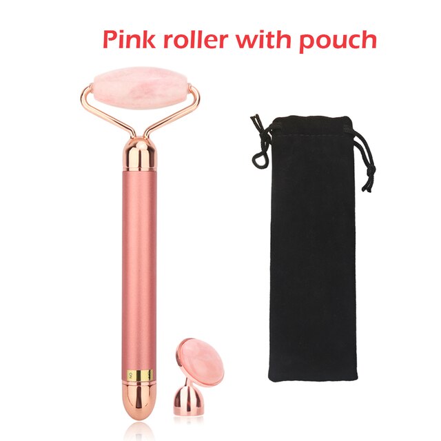 Electric Vibrating Jade Roller Bar Natural Rose Quartz Face Lifting Real Genuine Jade Stone Facial Roller Beauty Massage Tools Beaut Fate