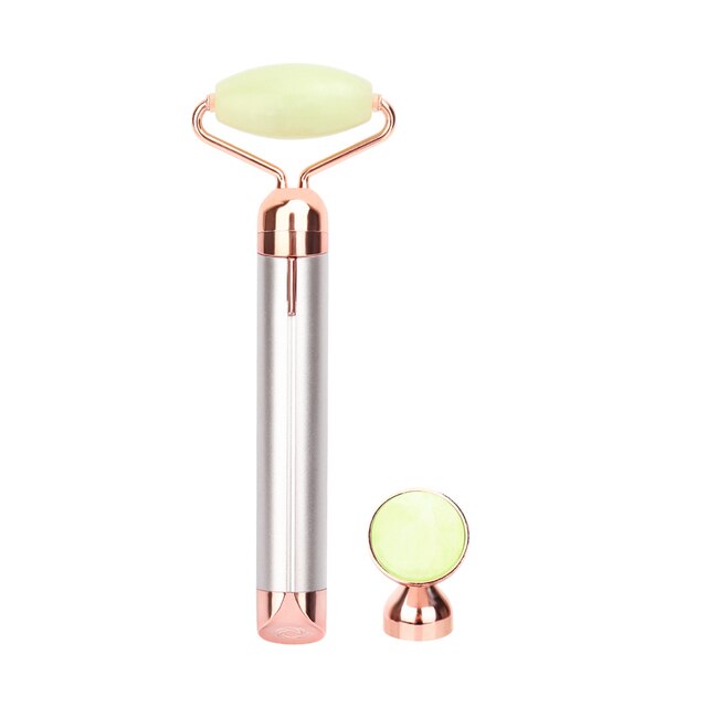 Electric Vibrating Jade Roller Bar Natural Rose Quartz Face Lifting Real Genuine Jade Stone Facial Roller Beauty Massage Tools Beaut Fate