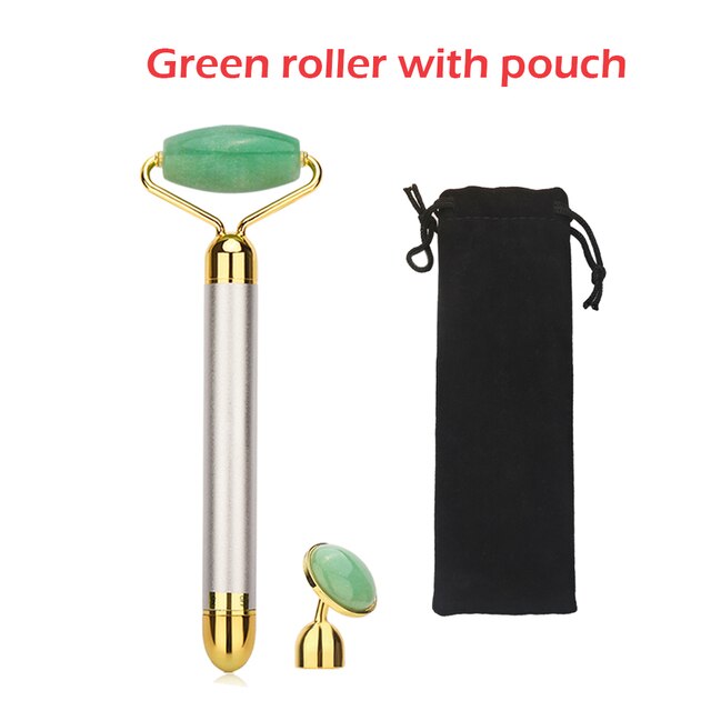 Electric Vibrating Jade Roller Bar Natural Rose Quartz Face Lifting Real Genuine Jade Stone Facial Roller Beauty Massage Tools Beaut Fate