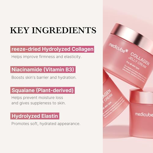 Medicube Collagen Jelly Cream- Niacinamide & Freeze-Dried Hydrolyzed Collagen - Boosts skin's barrier hydration and gives 24h Glow & Lifted Look - No artificial color, Korean skincare (3.71 fl.oz.) Medicube