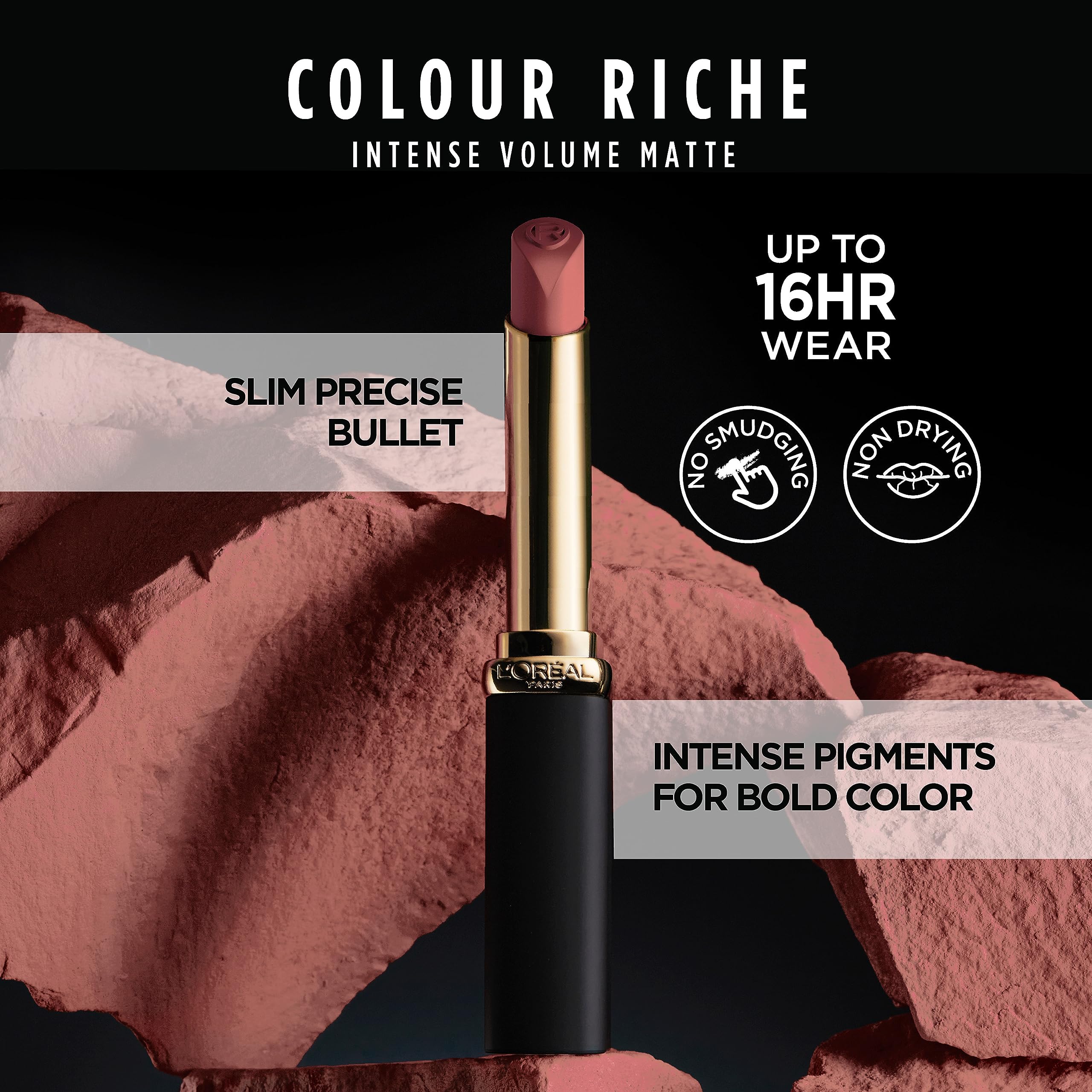 L’Oréal Paris Colour Riche Intense Volume Matte Lipstick, Lip Makeup Infused with Hyaluronic Acid for up to 16HR Wear, Worth It Intense, 0.06 Oz L’Oréal Paris