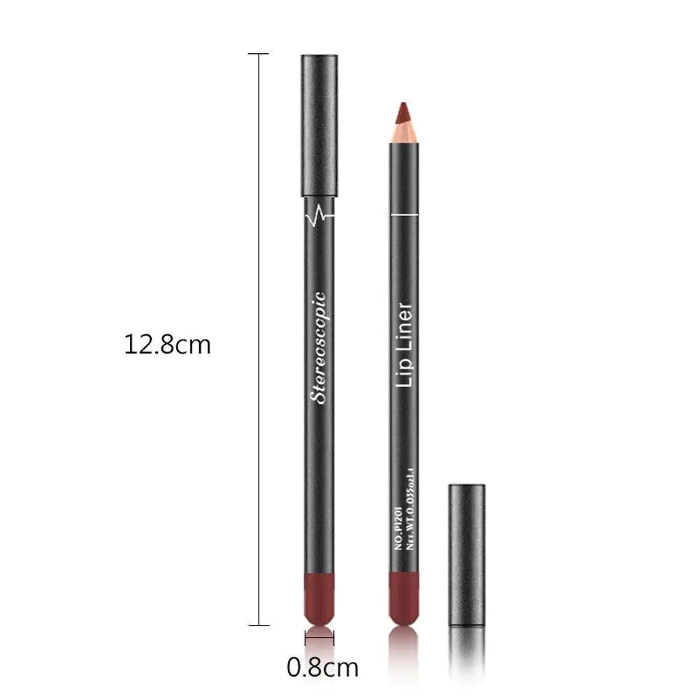 12Pcs Women Waterproof Lipstick Long Lasting Matte Lip Liner Pencil Lip Pen Set Beaut Fate