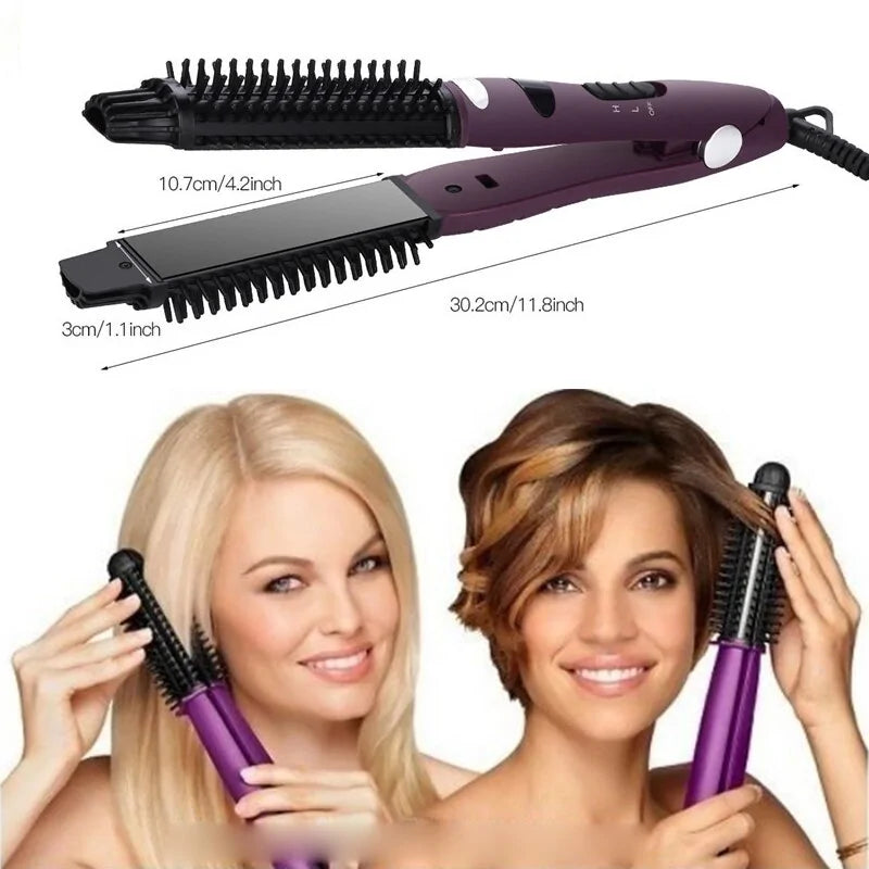 Hair Straightener & Curler Brush Iron Beaut Fate
