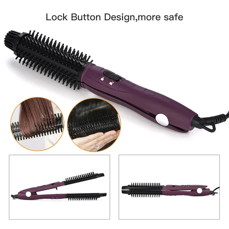 Hair Straightener & Curler Brush Iron Beaut Fate