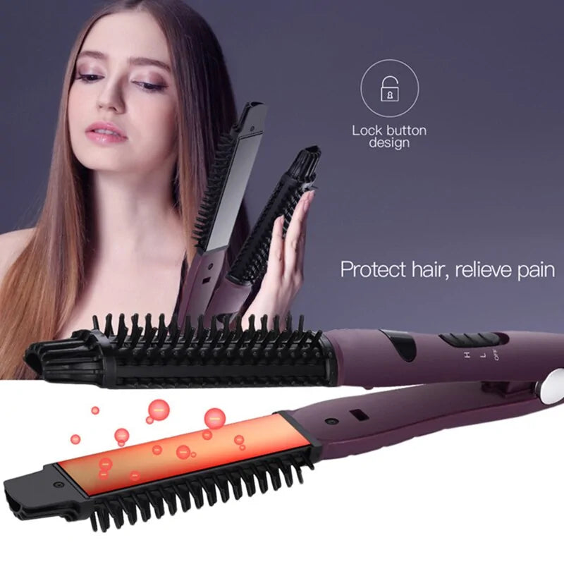 Hair Straightener & Curler Brush Iron Beaut Fate