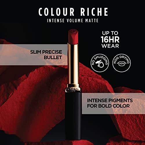 L'Oreal Paris Colour Riche Intense Volume Matte Lipstick, Lip Color Infused with Hyaluronic Acid for up to 16hr All Day Comfort, Le Mauve Indomptable, 0.06 Oz L’Oréal Paris