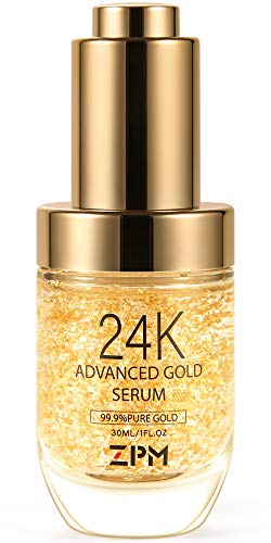 24K Gold Anti Aging Face Serum Moisturizer Enriched with Vitamin C Serum, Hyaluronic Acid, Vitamin E Cream for Day and Night Wrinkle Reduction, Re-Activate Skin Youth (1FL.OZ) ZPM